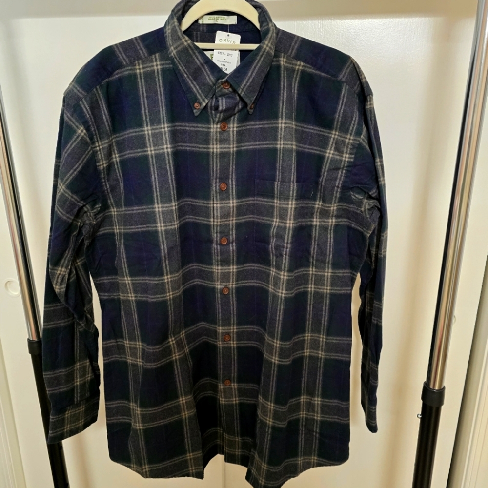Orvis Double Brushed Plaid Flannel Shirt